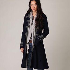 Free People Dark Blue and Gray Trench Coat